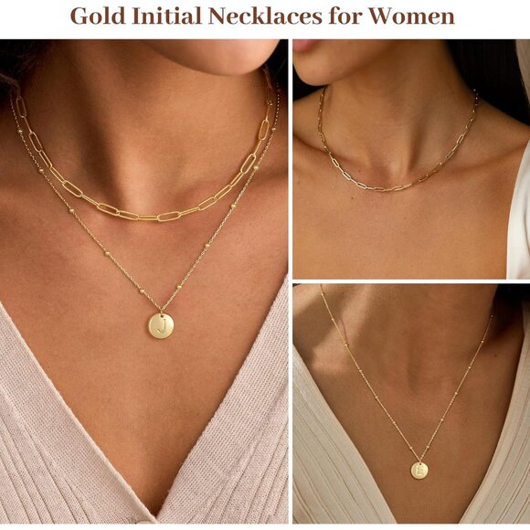 Stylish Gold Disc Initial Necklace for Women - Perfect for Layering & Gifts - Picture 3 of 7